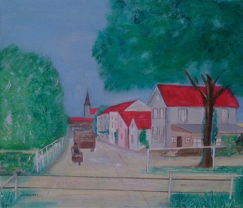 Rue de la gare Blamont en18 huile 41x33