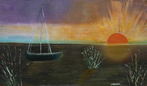 bateau soleil couchant